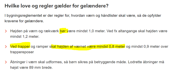 Mindste højde pÃ¥ gelænder / værn? lav det selv.dk Altan værn højde