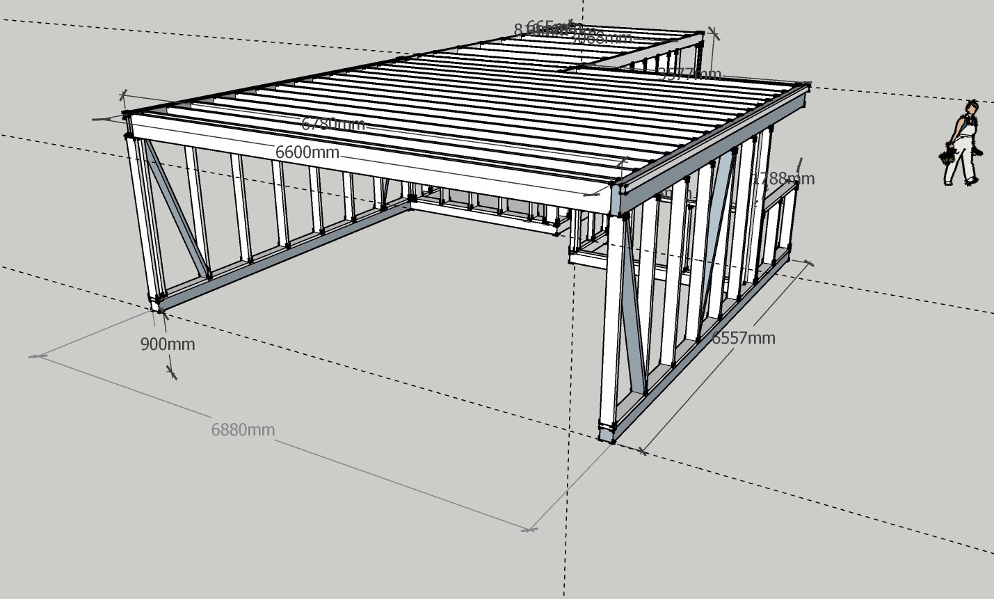 Dobbelt Carport Med Stort Frit Spaend Og Tilstodende Opvarmet Skur Lav Det Selv Dk