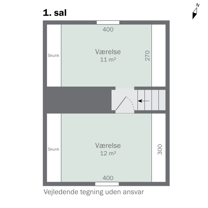 Nye værelser på 1. sal