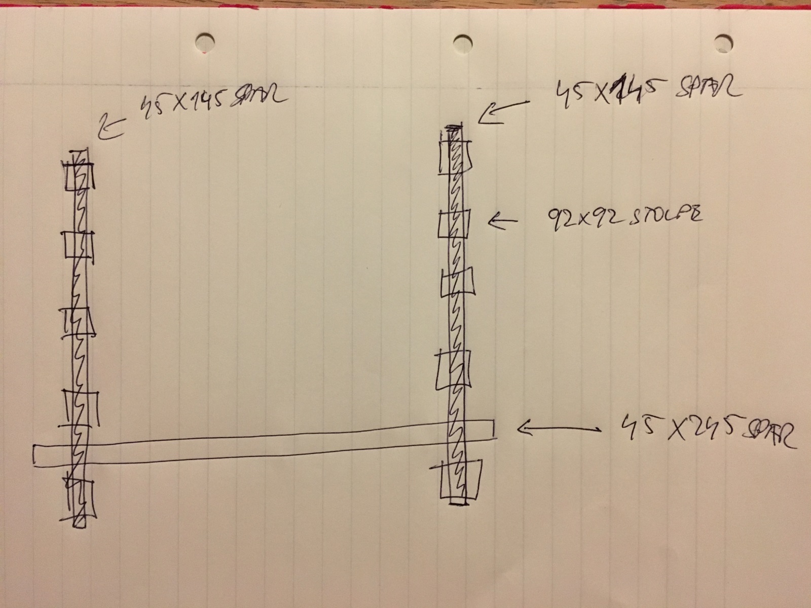 Beslag mellem 92x92mm stolpe og 45x145spær lav det selv.dk